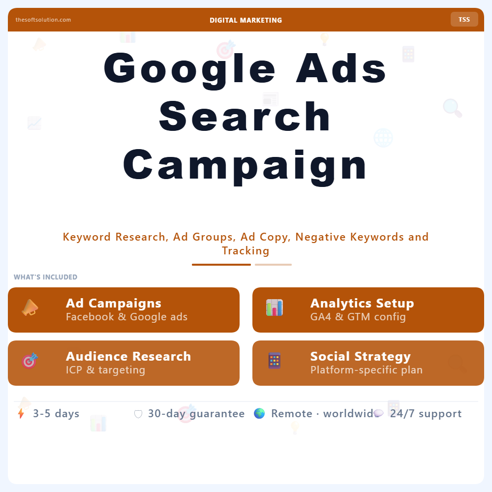 Google Ads Search Campaign Setup – Professional Digital Service | The Soft Solution