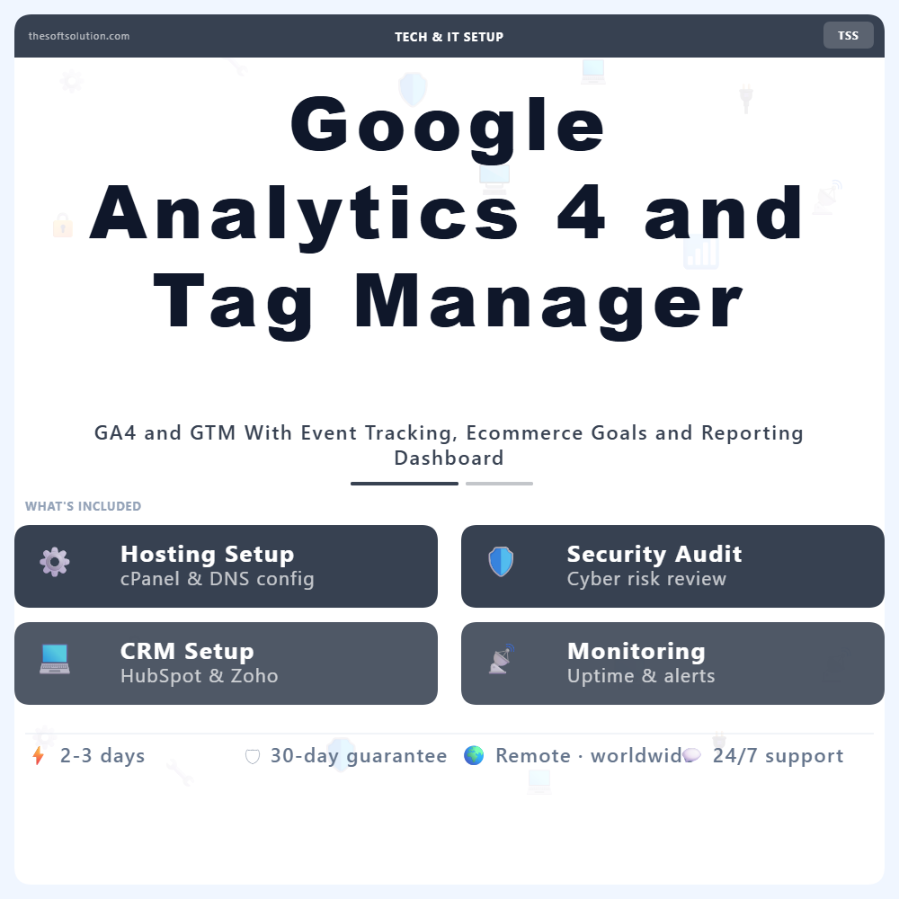 Google Analytics 4 and Tag Manager Setup – Professional Digital Service | The Soft Solution