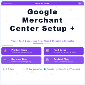 Google Merchant Center Setup + Fix – Professional Digital Service | The Soft Solution