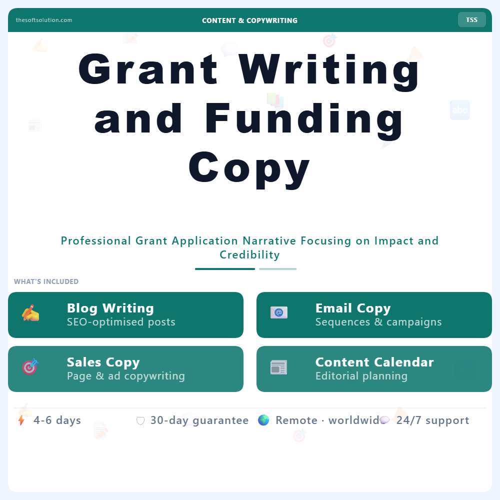 GRANT WRITING AND FUNDING COPY 1 GRANT WRITING AND FUNDING COPY – PROFESSIONAL DIGITAL SERVICE | THE SOFT SOLUTION