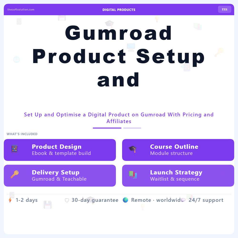 Gumroad Product Setup and Optimisation – Professional Digital Service | The Soft Solution