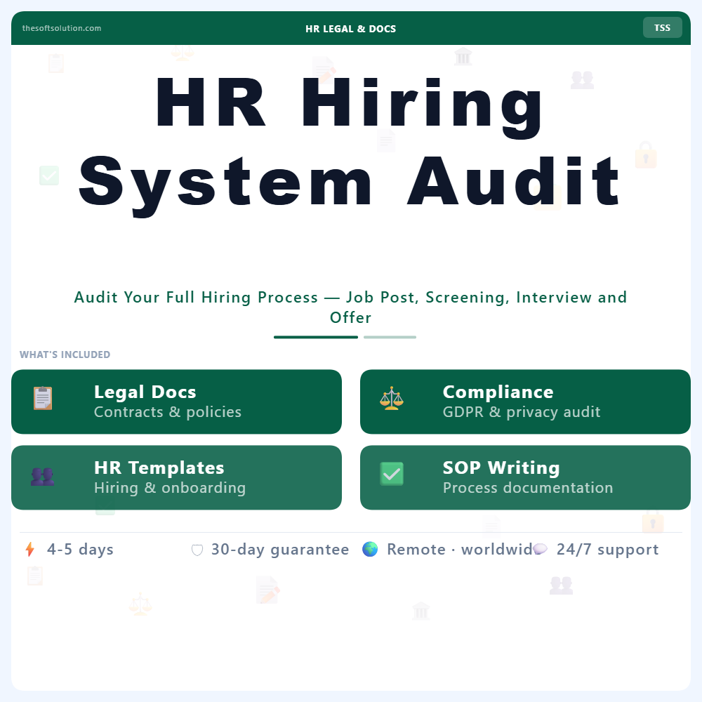 HR HIRING SYSTEM AUDIT 1 HR HIRING SYSTEM AUDIT – PROFESSIONAL DIGITAL SERVICE | THE SOFT SOLUTION