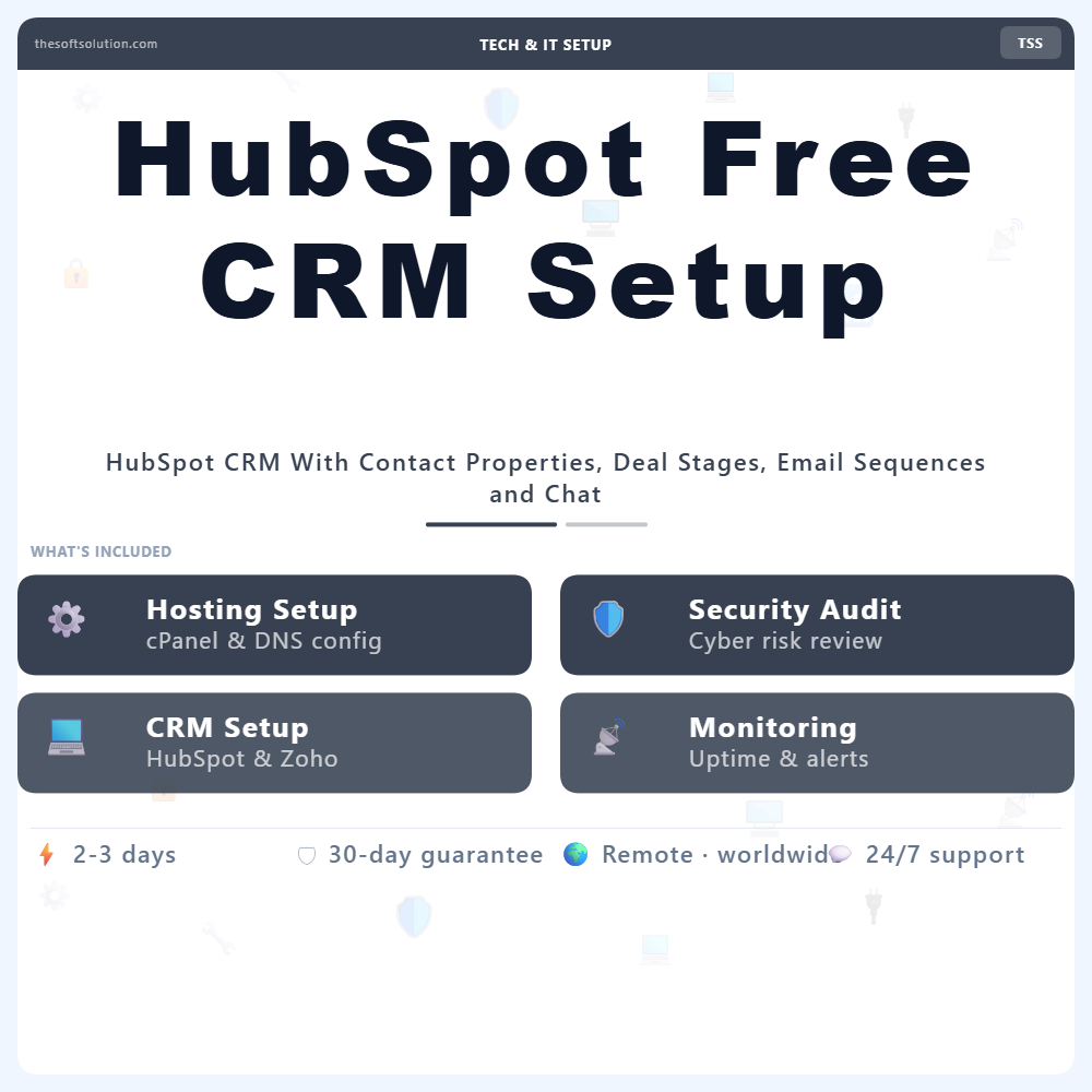 HubSpot Free CRM Setup – Professional Digital Service | The Soft Solution