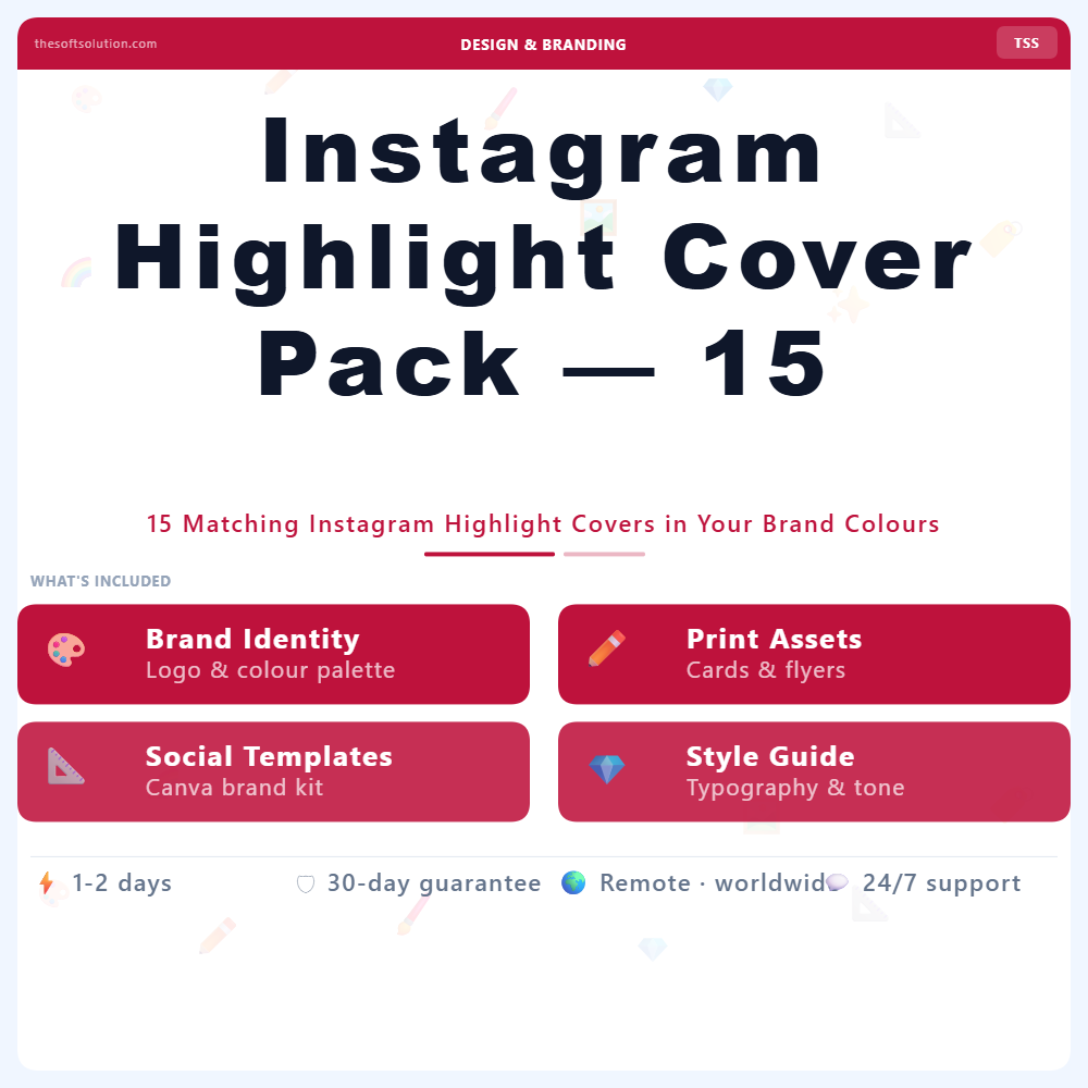 Instagram Highlight Cover Pack — 15 – Professional Digital Service | The Soft Solution