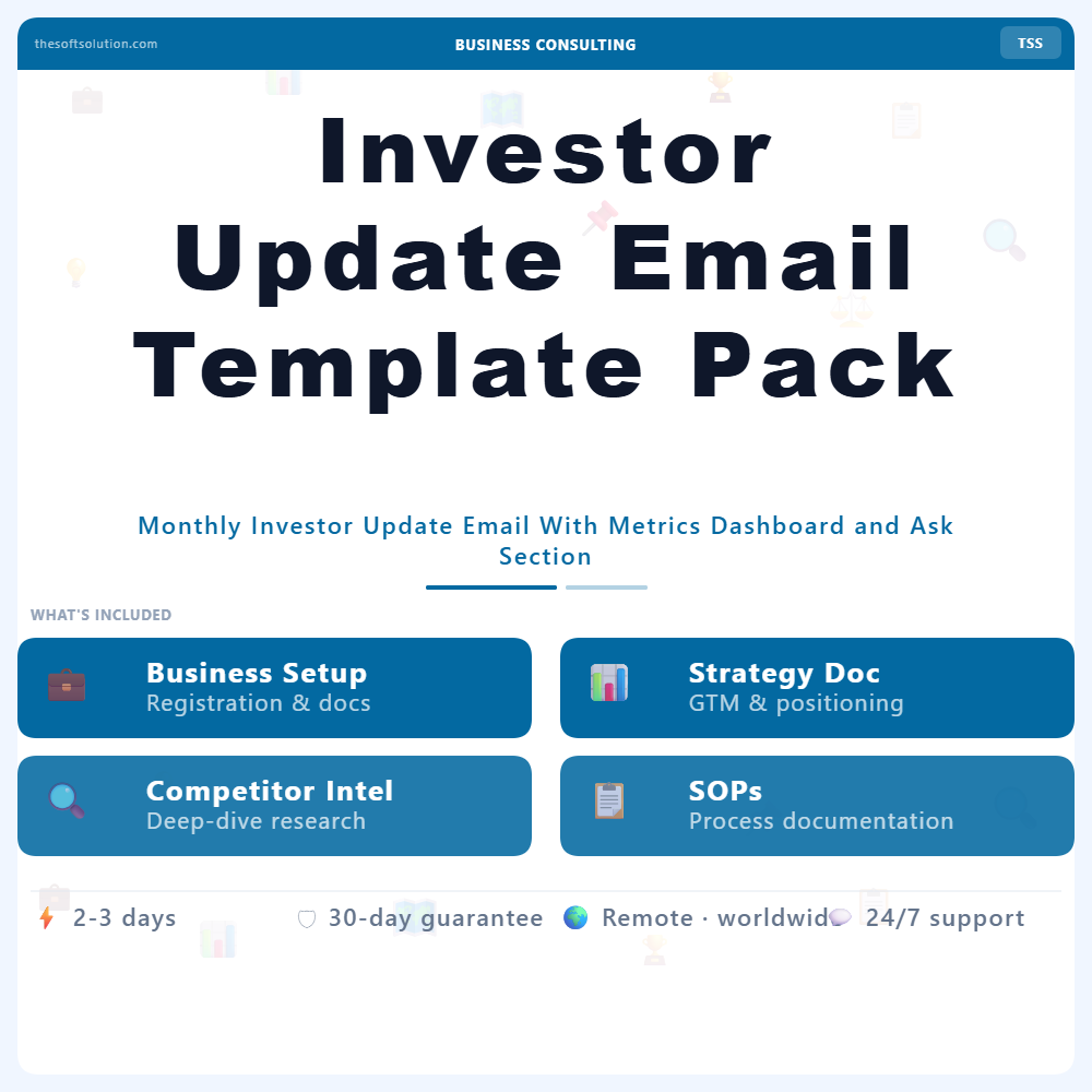 Investor Update Email Template Pack – Professional Digital Service | The Soft Solution