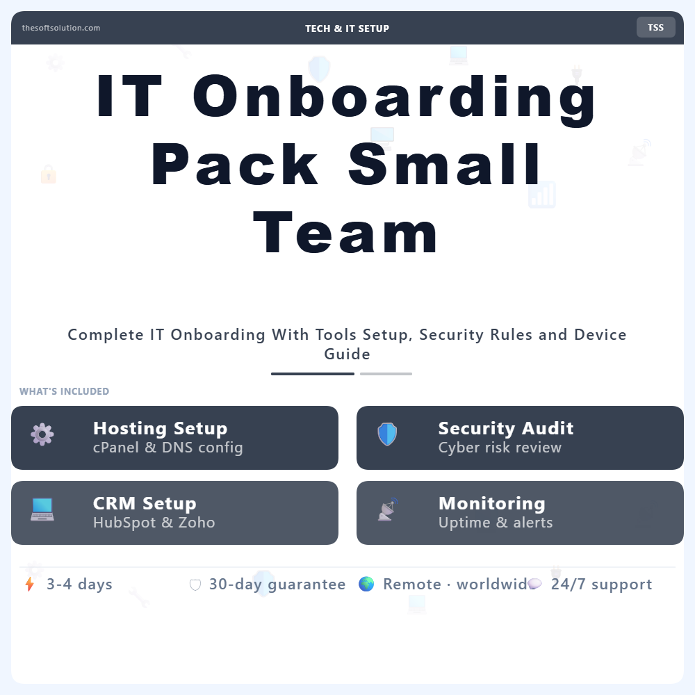 IT Onboarding Pack Small Team – Professional Digital Service | The Soft Solution