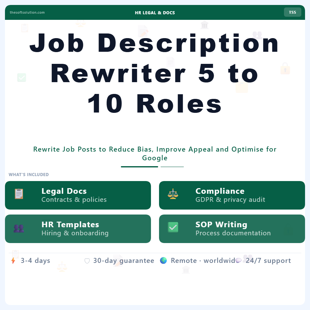 JOB DESCRIPTION REWRITER 5 TO 10 ROLES 1 JOB DESCRIPTION REWRITER 5 TO 10 ROLES – PROFESSIONAL DIGITAL SERVICE | THE SOFT SOLUTION