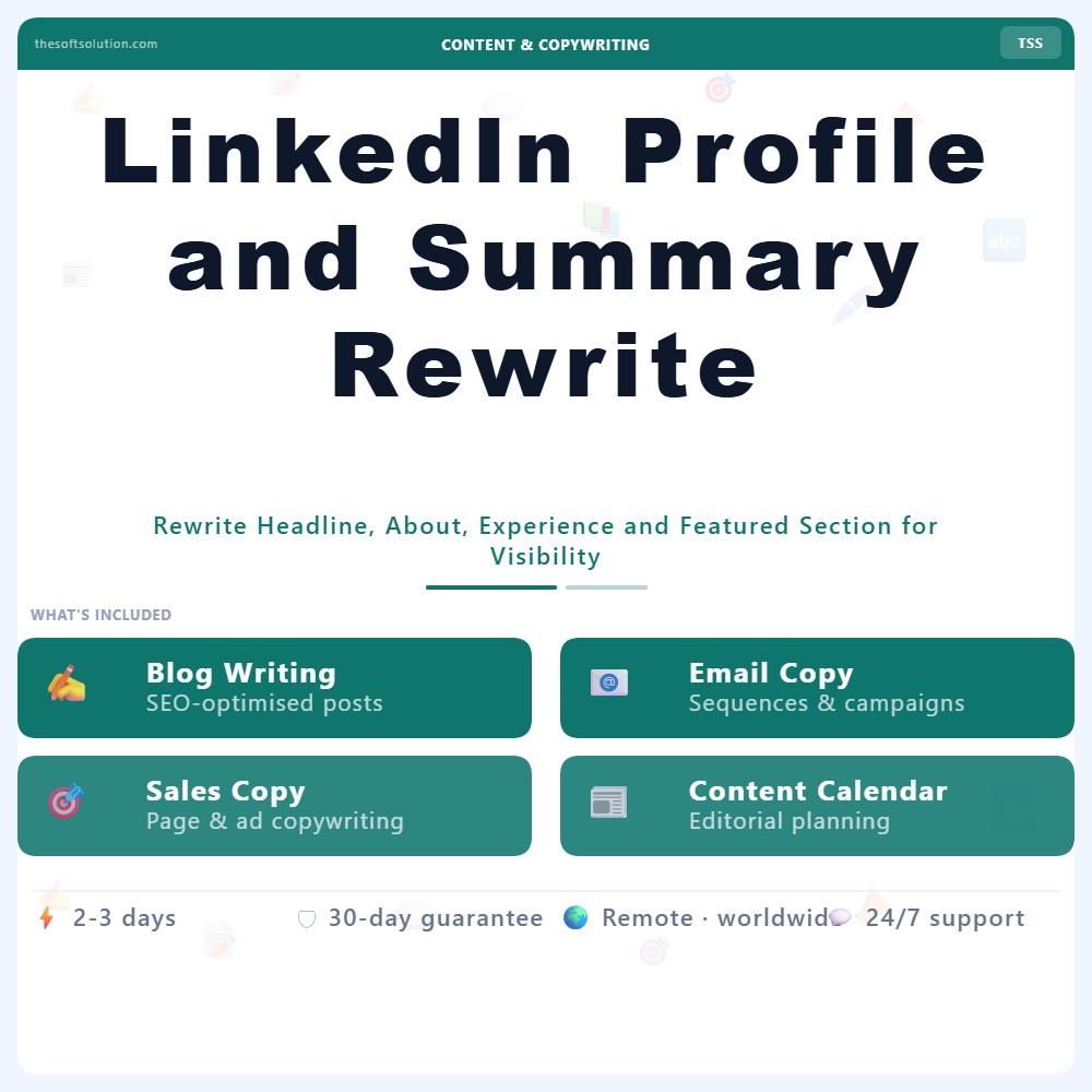 LinkedIn Profile and Summary Rewrite – Professional Digital Service | The Soft Solution
