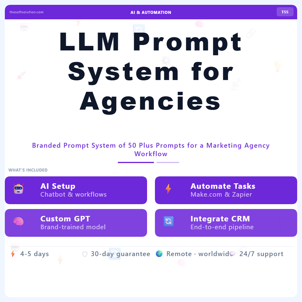 LLM PROMPT SYSTEM FOR AGENCIES 1 LLM PROMPT SYSTEM FOR AGENCIES – PROFESSIONAL DIGITAL SERVICE | THE SOFT SOLUTION