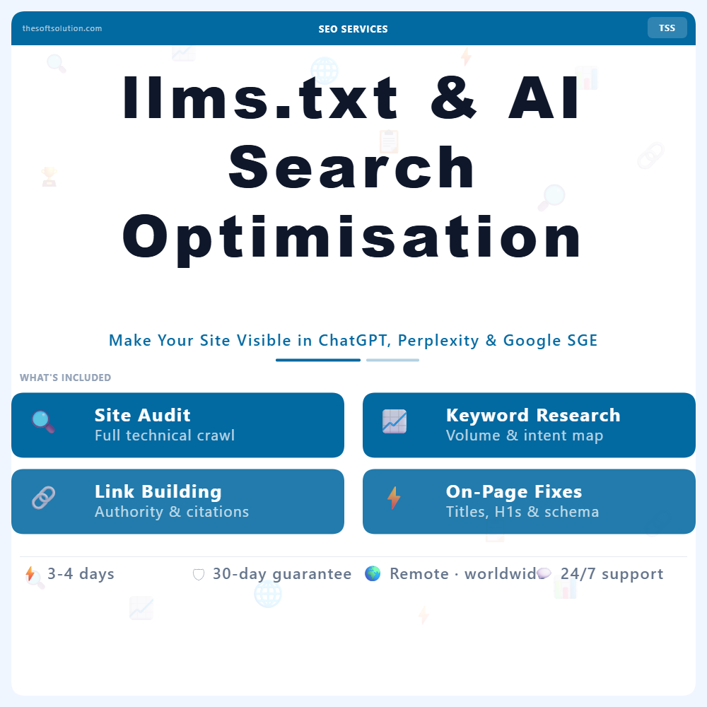 llms.txt & AI Search Optimisation – Professional Digital Service | The Soft Solution