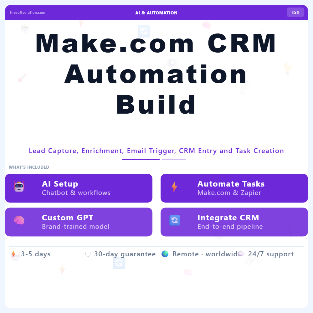 Make.com CRM Automation Build – Professional Digital Service | The Soft Solution