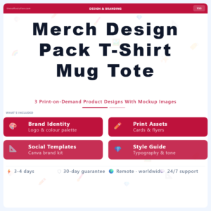 Merch Design Pack T-Shirt Mug Tote – Professional Digital Service | The Soft Solution