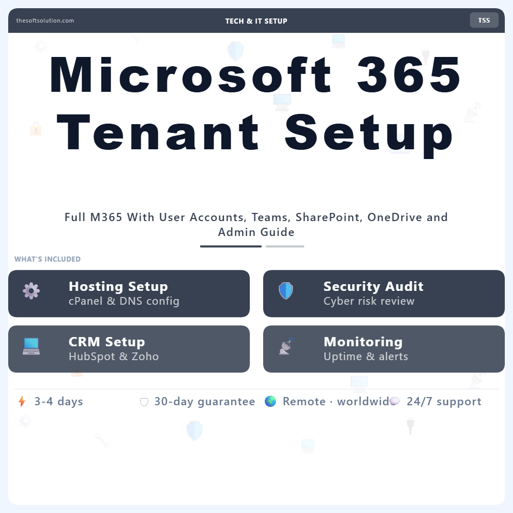 Microsoft 365 Tenant Setup – Professional Digital Service | The Soft Solution