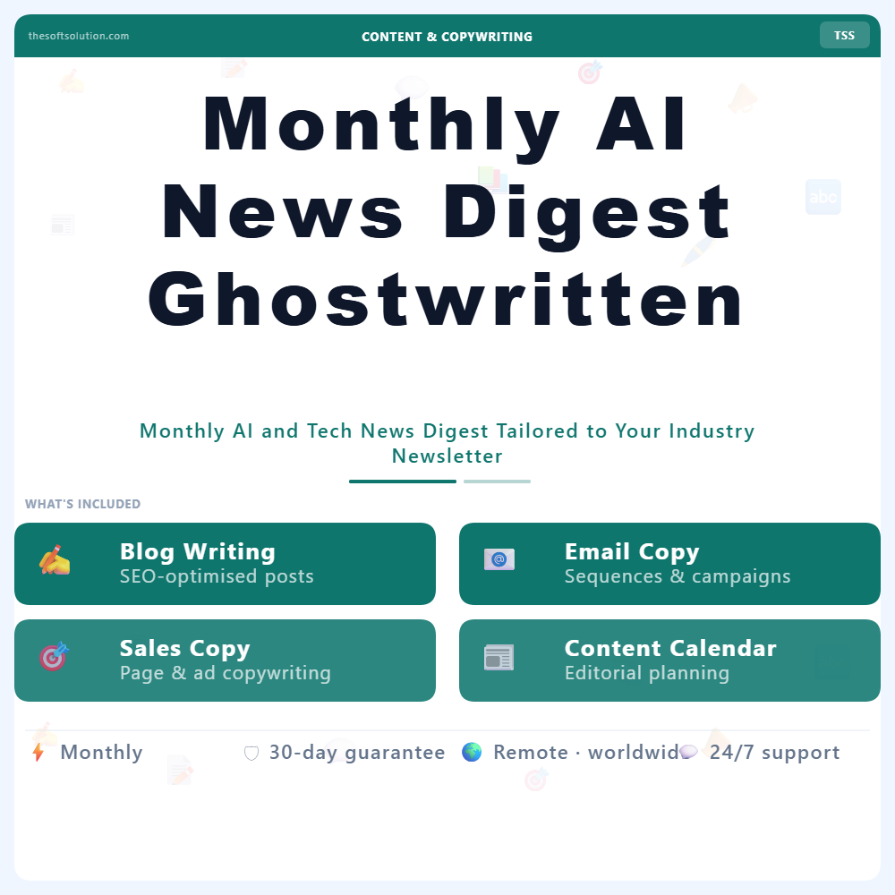 MONTHLY AI NEWS DIGEST GHOSTWRITTEN 1 MONTHLY AI NEWS DIGEST GHOSTWRITTEN – PROFESSIONAL DIGITAL SERVICE | THE SOFT SOLUTION