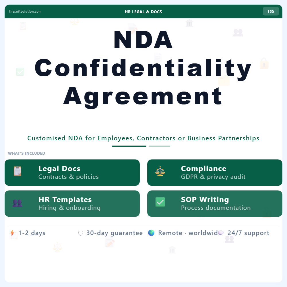 NDA CONFIDENTIALITY AGREEMENT TEMPLATE 1 NDA CONFIDENTIALITY AGREEMENT TEMPLATE – PROFESSIONAL DIGITAL SERVICE | THE SOFT SOLUTION