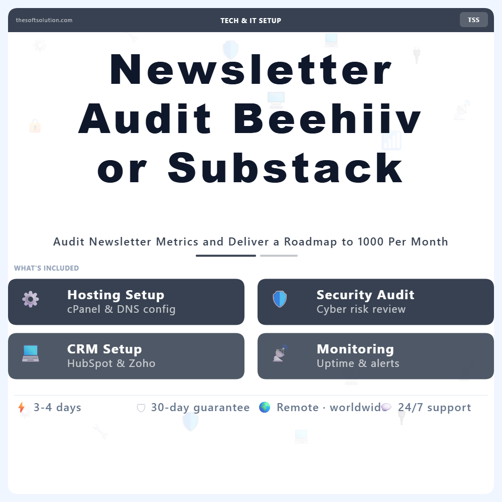 Newsletter Audit Beehiiv or Substack – Professional Digital Service | The Soft Solution