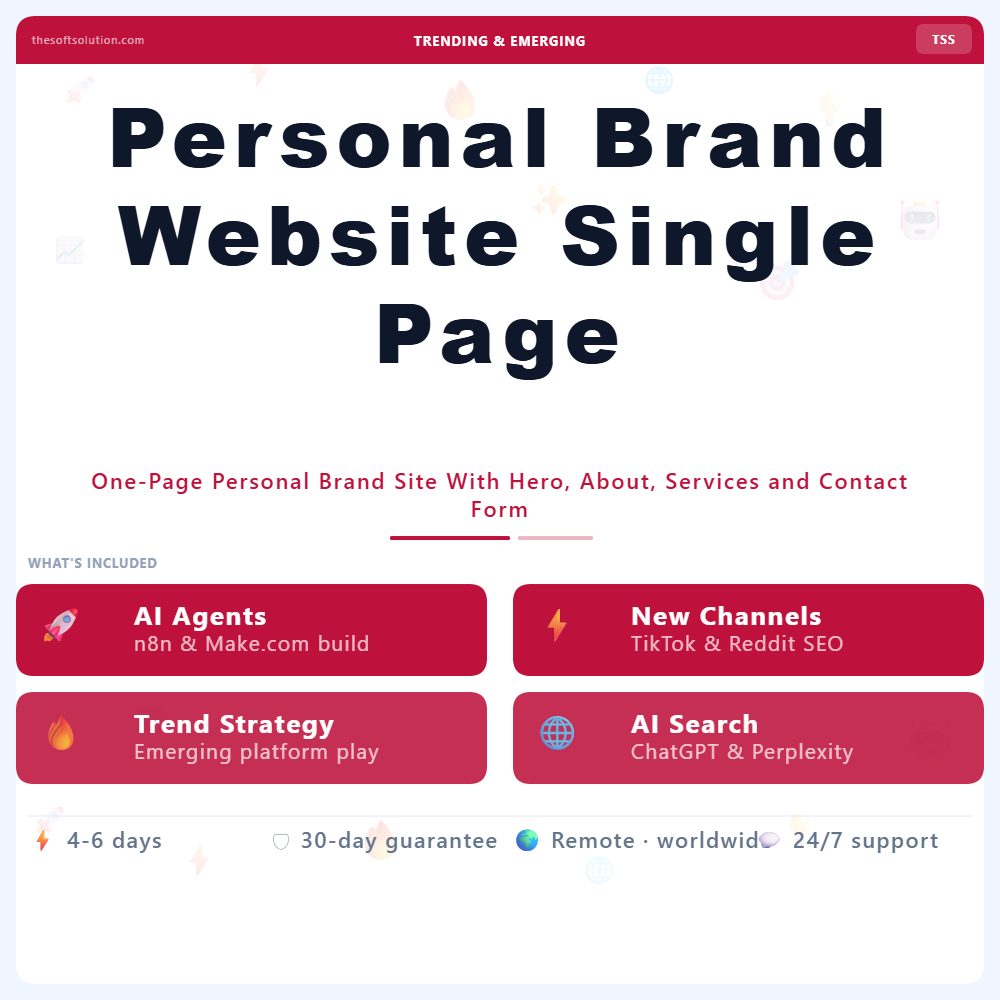 Personal Brand Website Single Page – Professional Digital Service | The Soft Solution