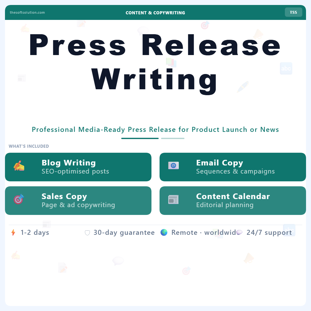 Press Release Writing – Professional Digital Service | The Soft Solution
