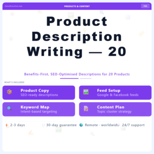 Product Description Writing — 20 Items – Professional Digital Service | The Soft Solution