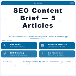 SEO Content Brief — 5 Articles – Professional Digital Service | The Soft Solution