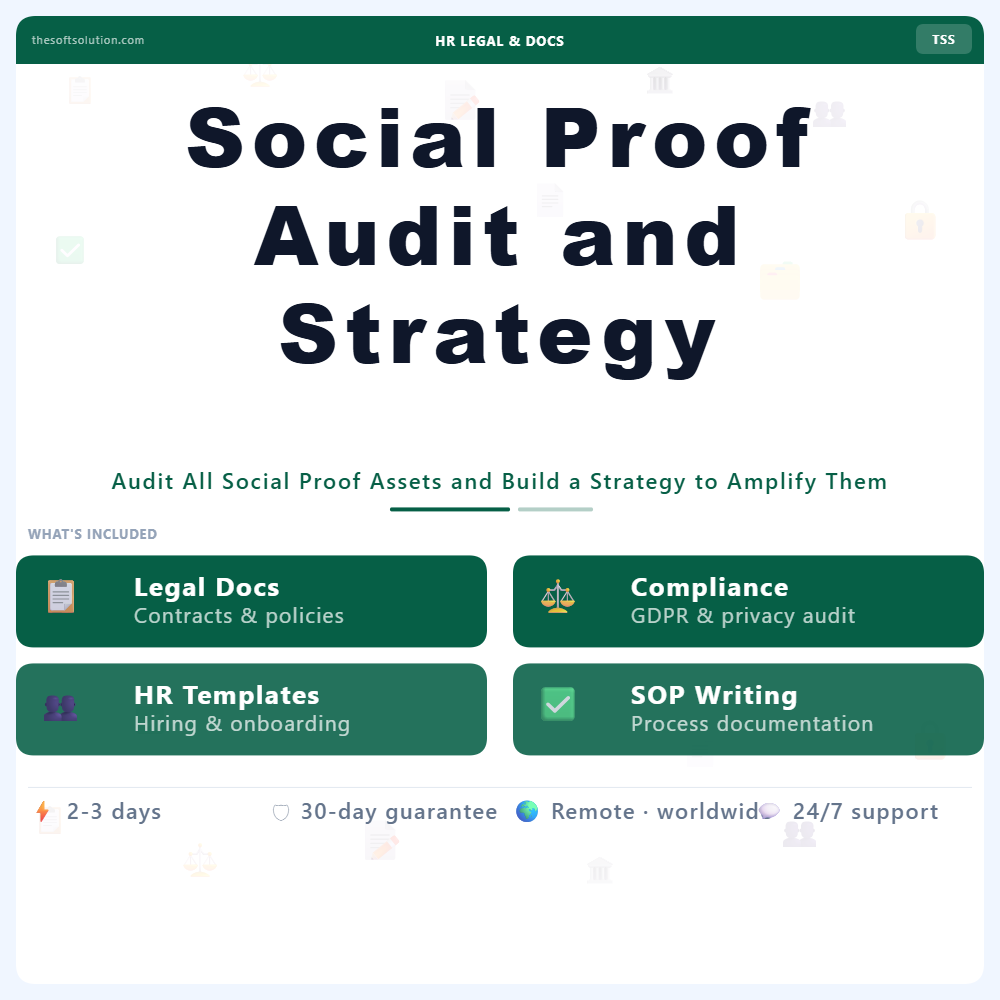 SOCIAL PROOF AUDIT AND STRATEGY 1 SOCIAL PROOF AUDIT AND STRATEGY – PROFESSIONAL DIGITAL SERVICE | THE SOFT SOLUTION