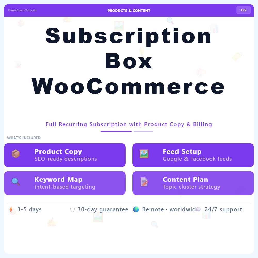 Subscription Box WooCommerce Setup – Professional Digital Service | The Soft Solution