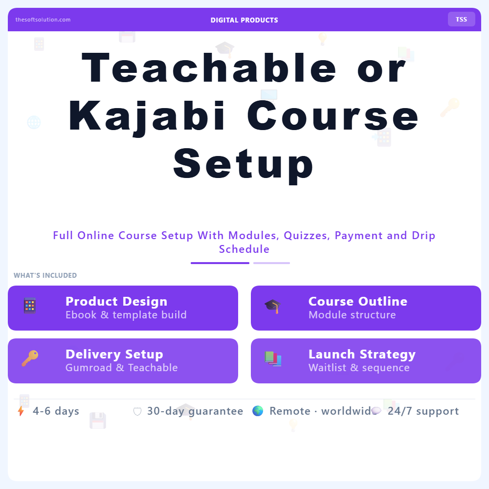 Teachable or Kajabi Course Setup – Professional Digital Service | The Soft Solution