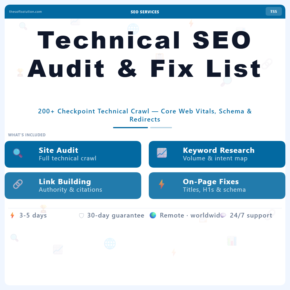 Technical SEO Audit & Fix List – Professional Digital Service | The Soft Solution