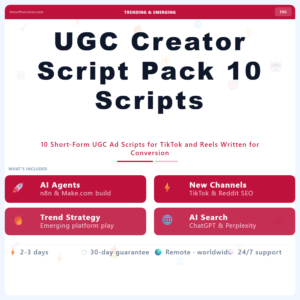 UGC Creator Script Pack 10 Scripts – Professional Digital Service | The Soft Solution