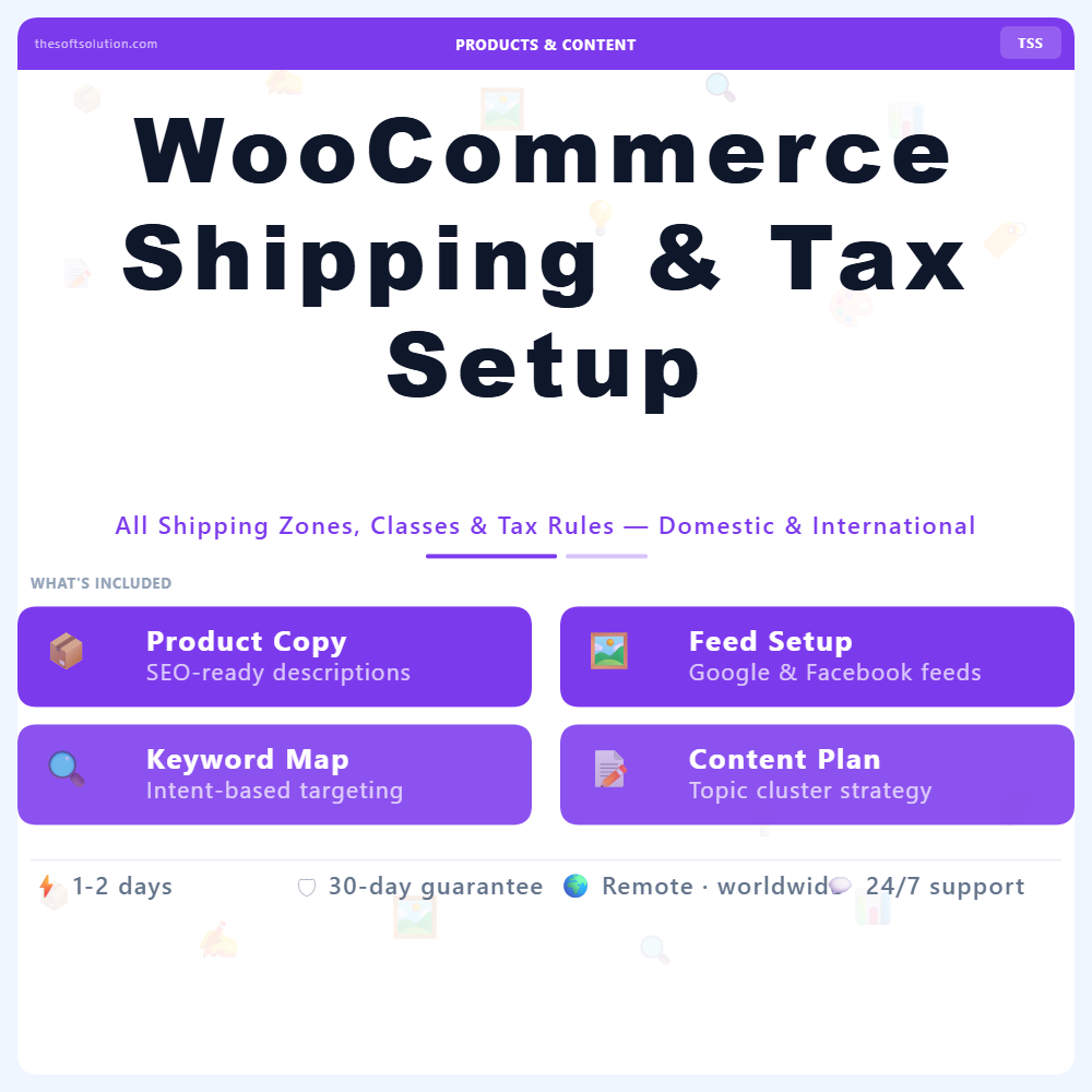 WooCommerce Shipping & Tax Setup – Professional Digital Service | The Soft Solution