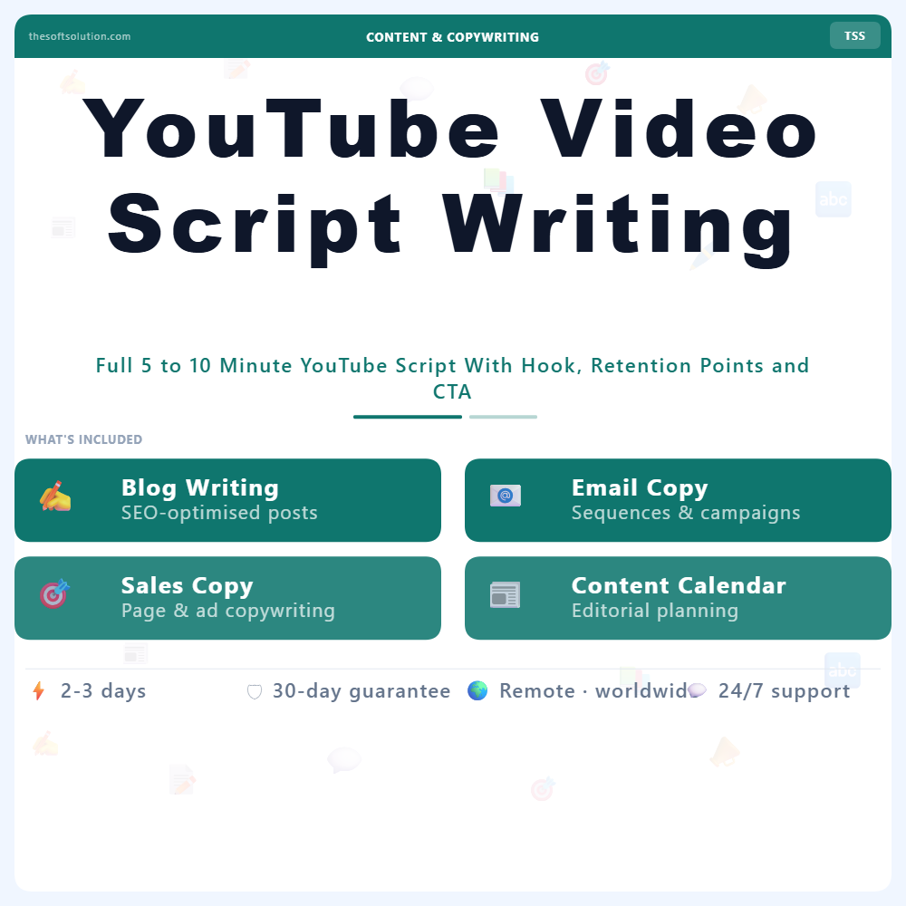 YouTube Video Script Writing – Professional Digital Service | The Soft Solution