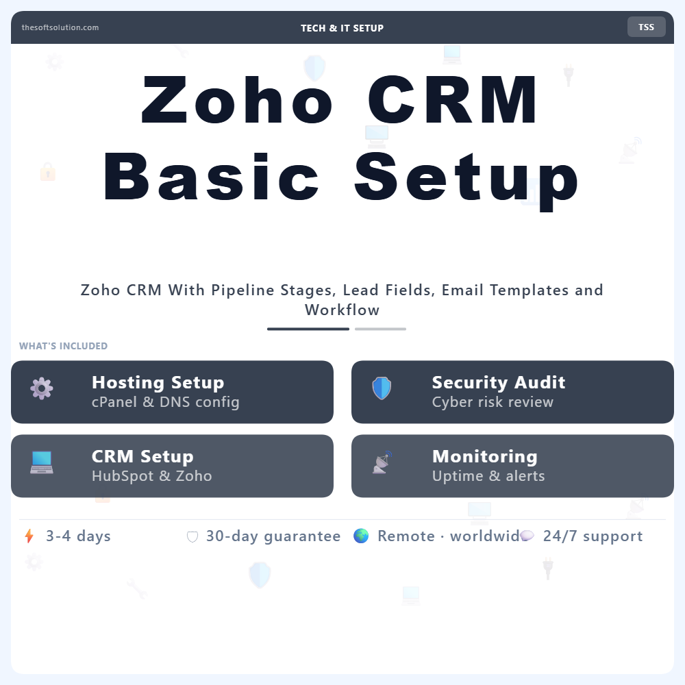 Zoho CRM Basic Setup – Professional Digital Service | The Soft Solution