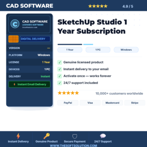 Buy SketchUp Studio 1 Year – Genuine Subscription Access – TheSoftSolution
