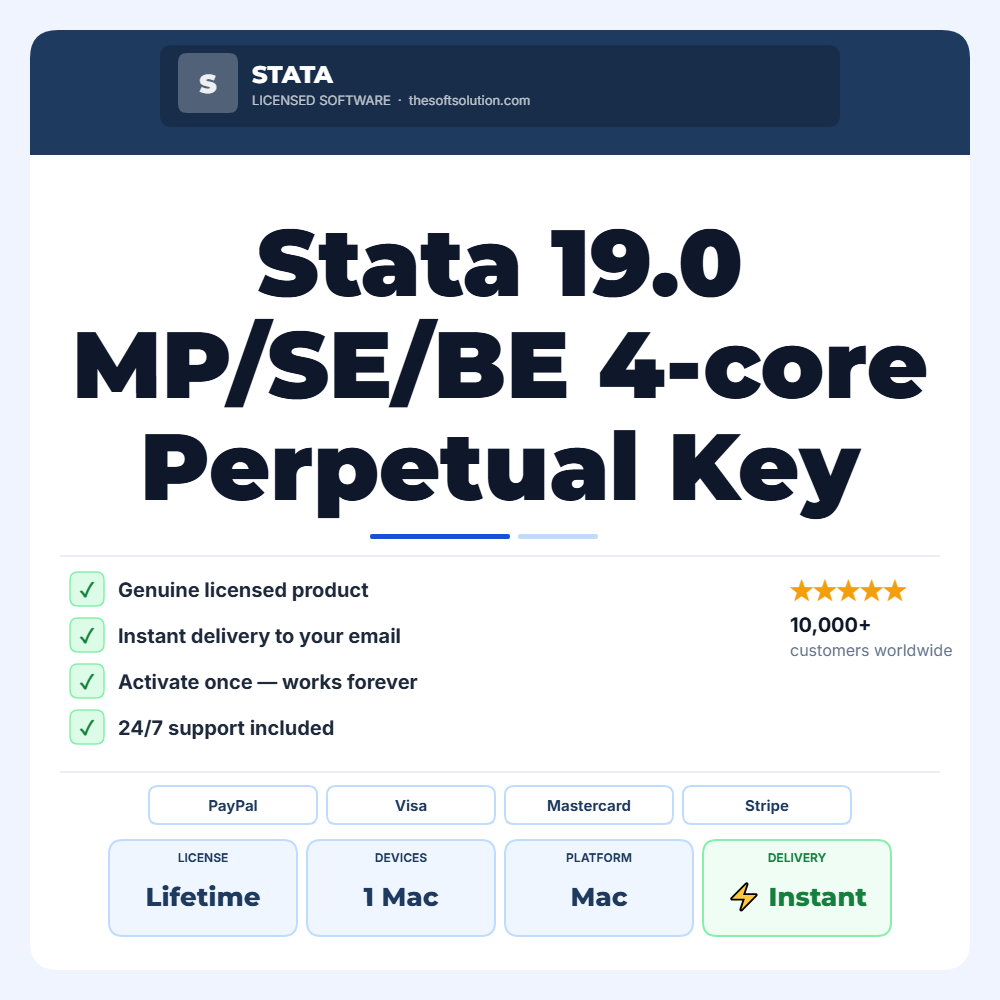 Buy Stata 19.0 MP/SE/BE 4-core Perpetual Key for Mac – Genuine License | The Soft Solution