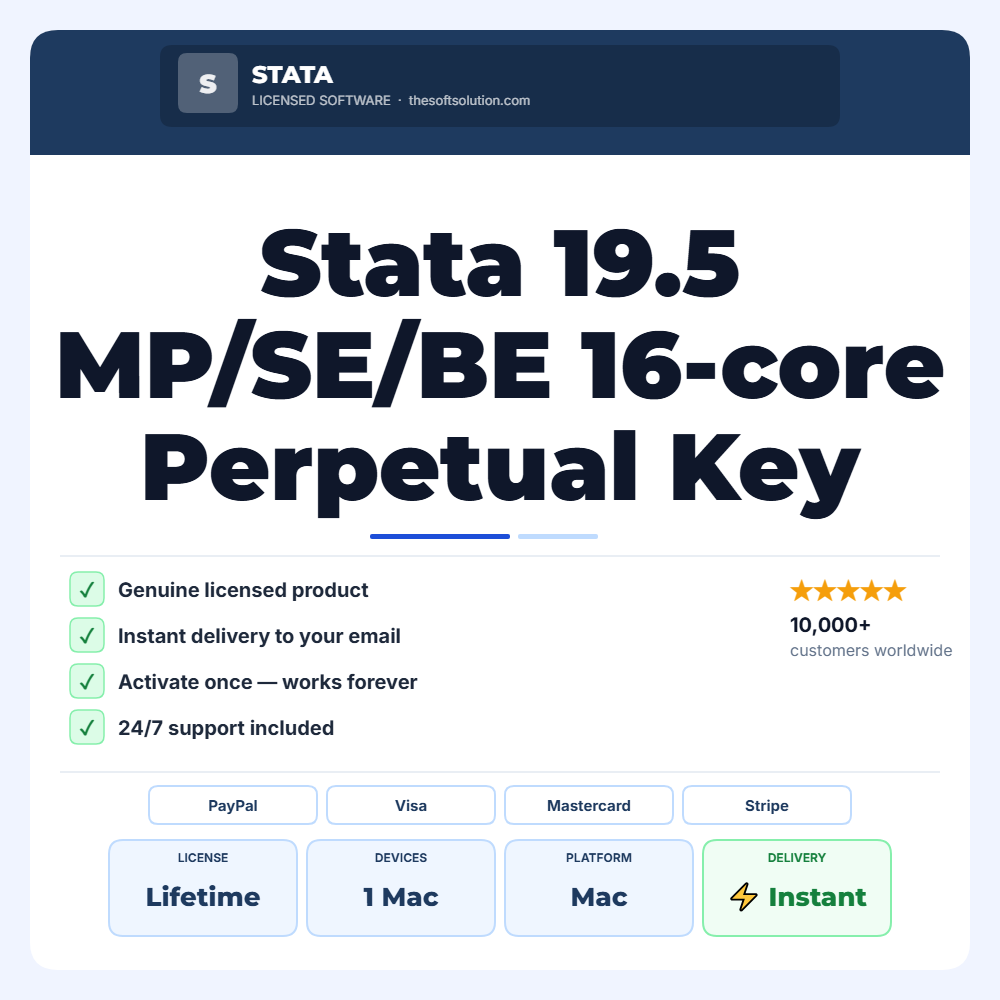 Buy Stata 19.5 MP/SE/BE 16-core Perpetual Key for Mac – Genuine License | The Soft Solution