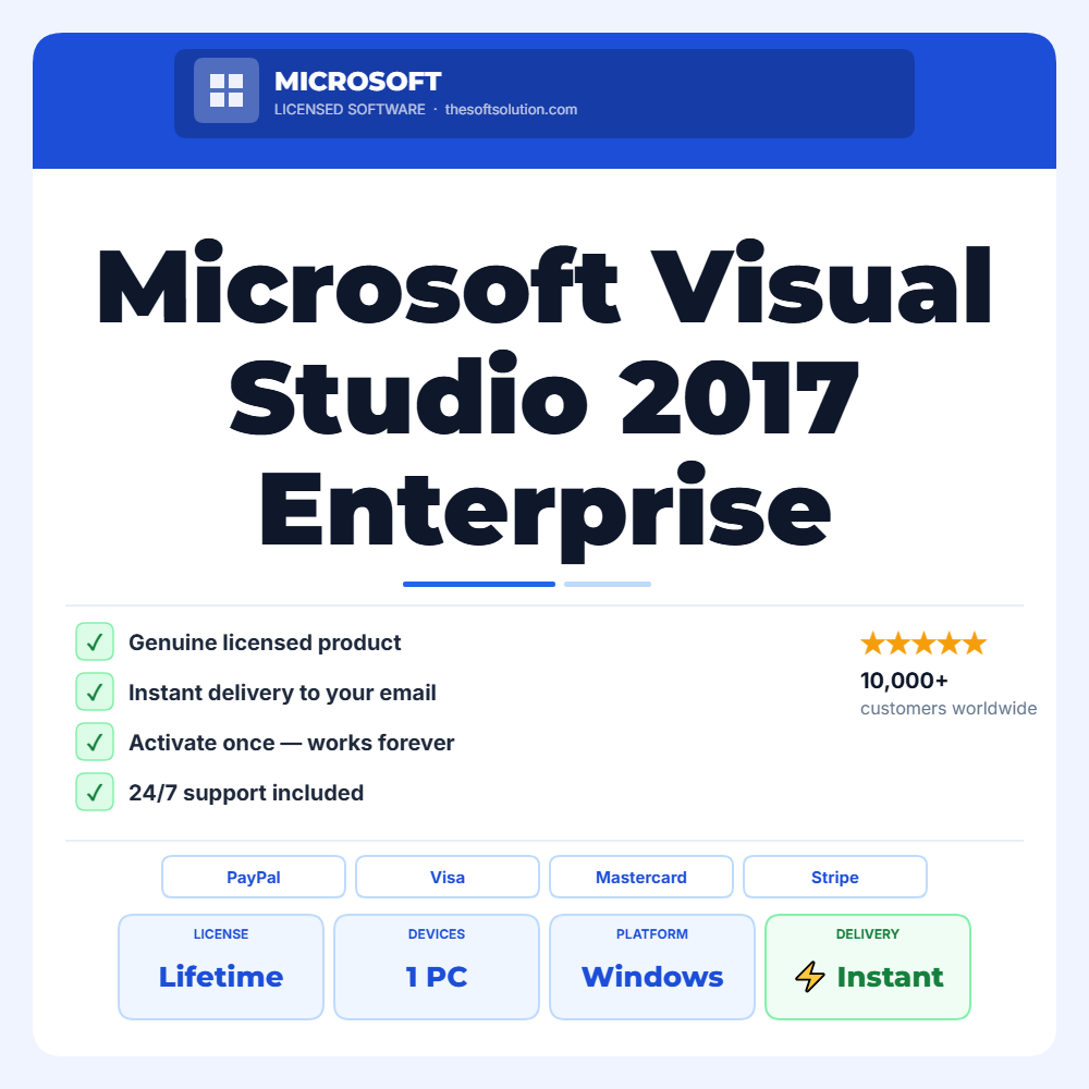 Buy Microsoft Visual Studio 2017 Enterprise – Lifetime License Instant Delivery – Genuine License | The Soft Solution