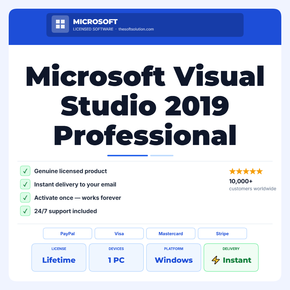 Buy Microsoft Visual Studio 2019 Professional – Genuine License | The Soft Solution