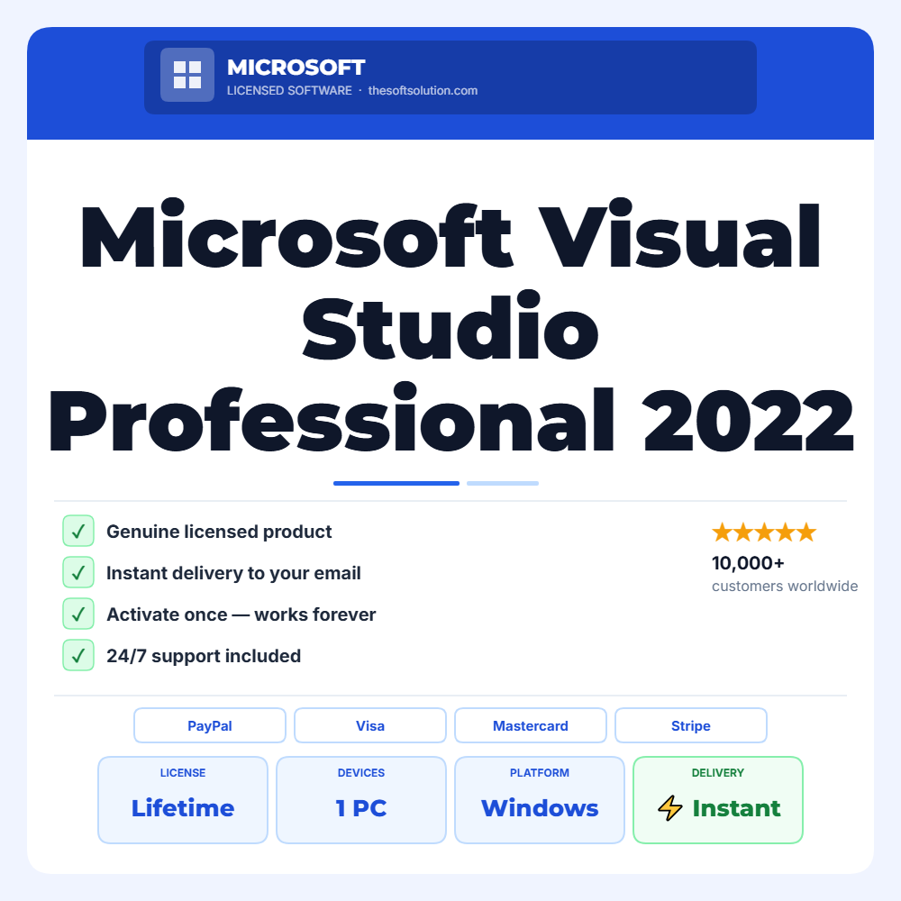Buy Microsoft Visual Studio Professional 2022 – Genuine License | The Soft Solution