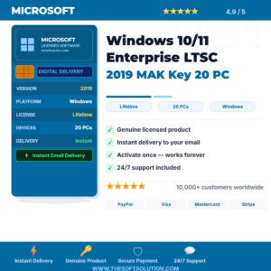 Buy Windows 10/11 Enterprise LTSC 2019 MAK Key 20 PC – Genuine License | The Soft Solution