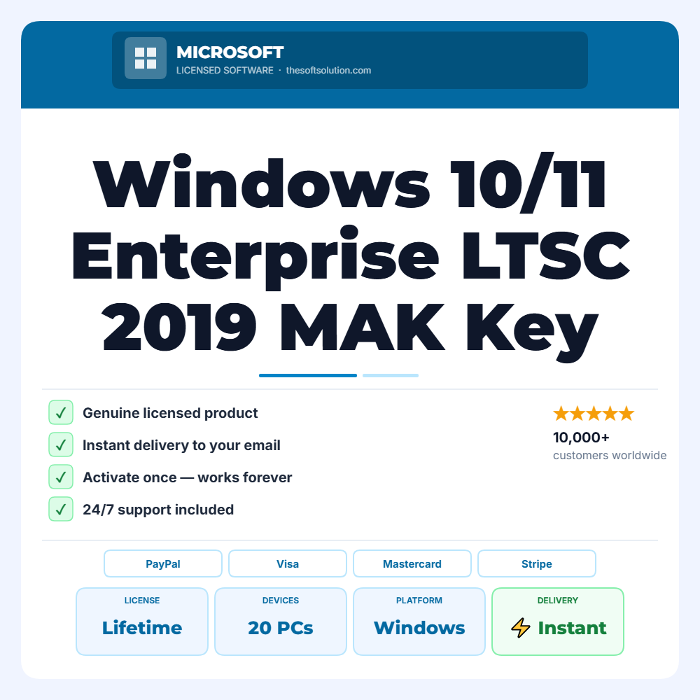 Buy Windows 10/11 Enterprise LTSC 2019 MAK Key 20 PC – Genuine License | The Soft Solution