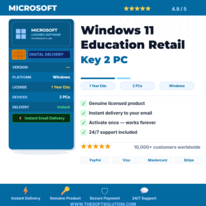 Buy Windows 11 Education Retail Key 2 PC – Genuine License | The Soft Solution