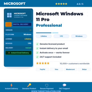 Buy Microsoft Windows 11 Pro Professional – Genuine License | The Soft Solution