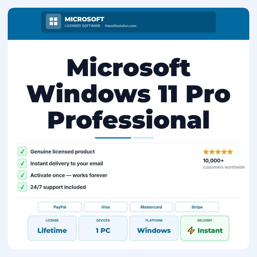 Buy Microsoft Windows 11 Pro Professional – Genuine License | The Soft Solution