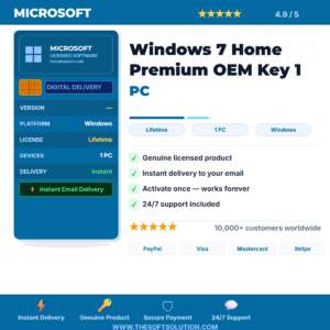Buy Windows 7 Home Premium OEM Key 1 PC – Genuine License | The Soft Solution