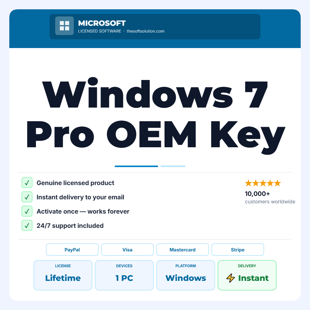 Buy Windows 7 Pro OEM Key 1 PC – Genuine License | The Soft Solution