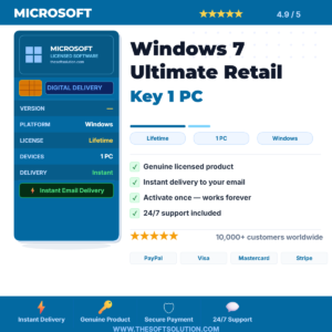 Buy Windows 7 Ultimate 1 PC – Genuine License Key – TheSoftSolution