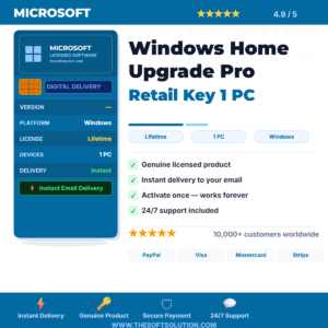 Buy Windows Home Upgrade Pro 1 PC – Genuine License Key – TheSoftSolution