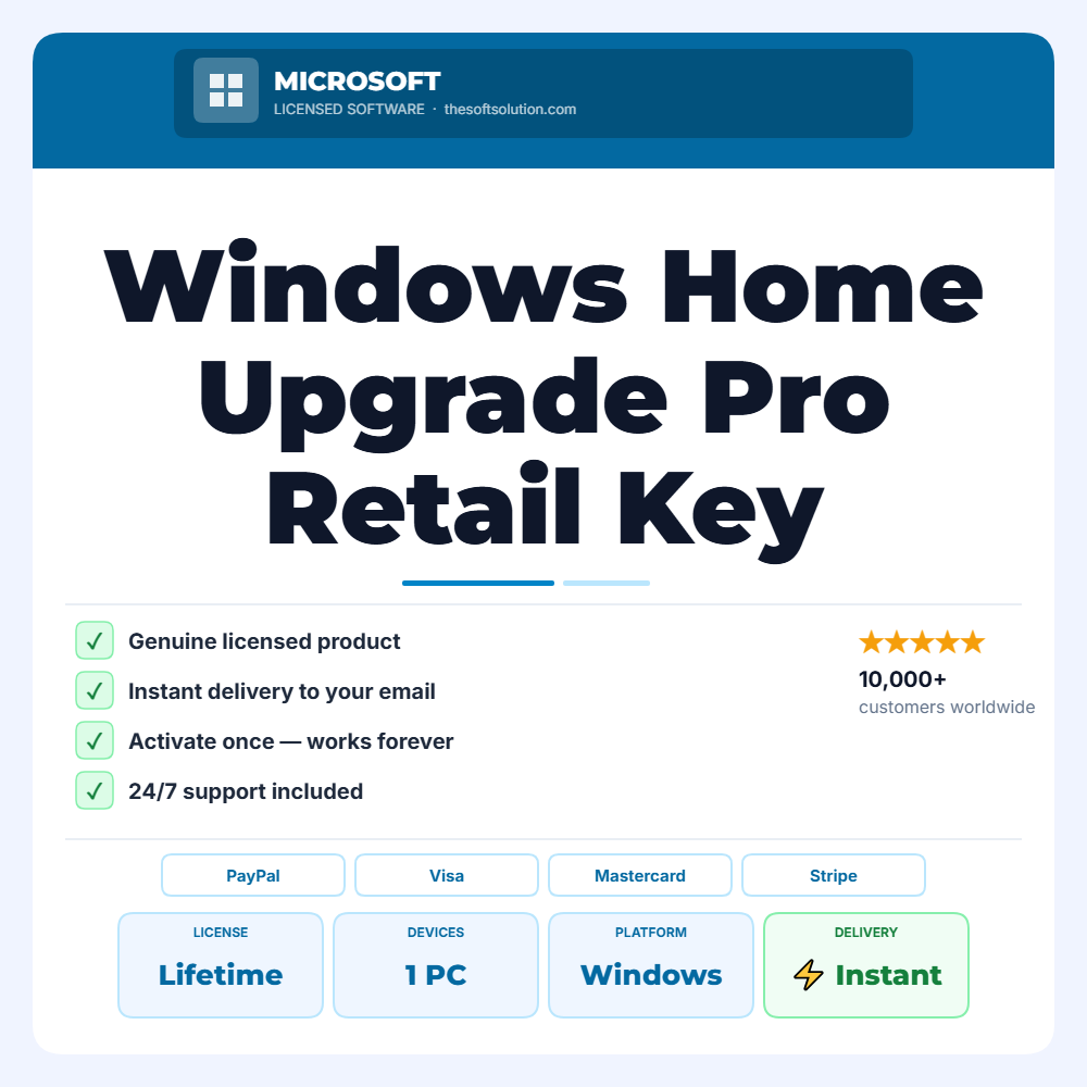 Buy Windows Home Upgrade Pro Retail Key 1 PC – Genuine License | The Soft Solution