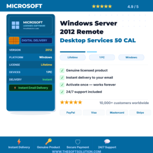 Buy Windows Server 2012 Remote Desktop Services 50 CAL – Genuine CAL License Key – TheSoftSolution