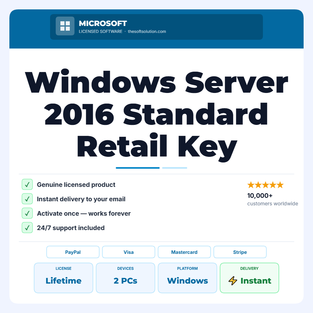 Buy Windows Server 2016 Standard 2 PC – Genuine License Key – TheSoftSolution
